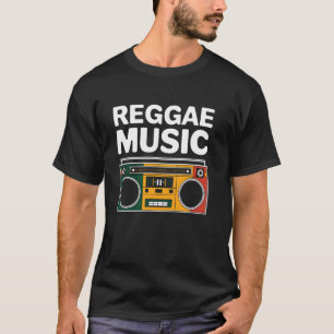 Reggae Music Boombox Retro Vintage Roots Rasta Gra T-Shirt