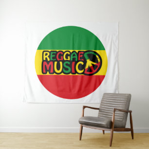 Reggae Music design with rastafari style and colou Tapestry