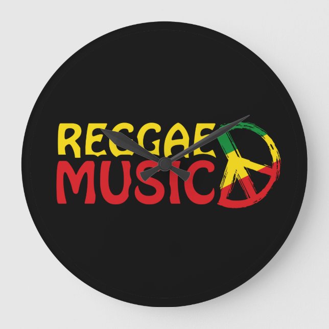 Reggae Music - model2b-circle-black Large Clock (Front)