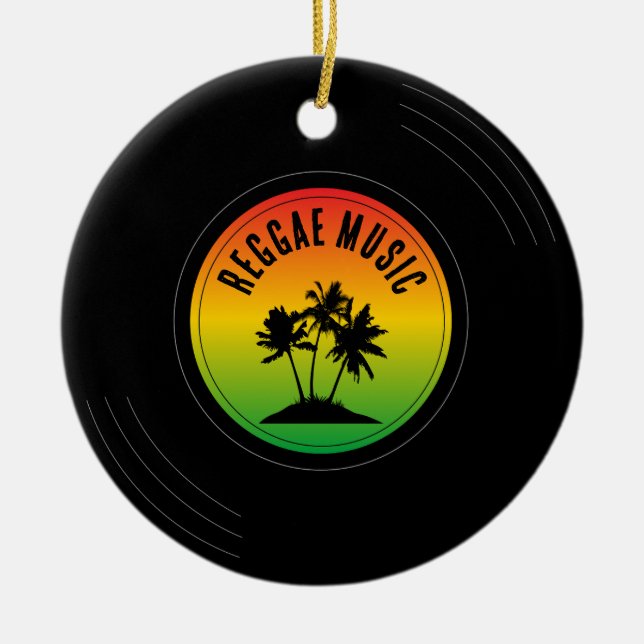 Reggae Music Vinyl Record Christmas Ceramic Ornament (Front)