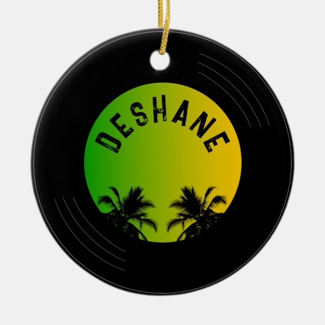 Reggae Music Vinyl Record Merry Christmas Ceramic Ornament (Front)