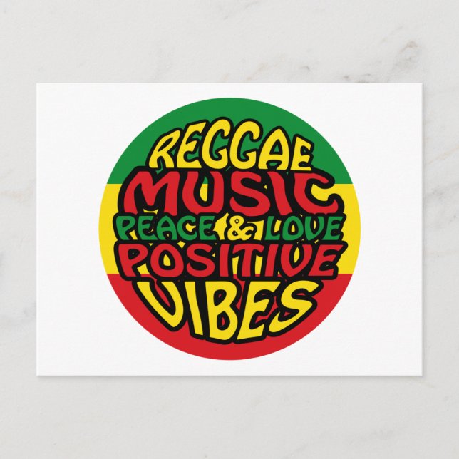 Reggae Music with positive sayings Postcard (Front)