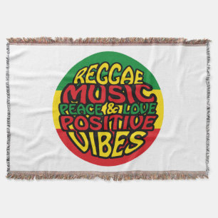 Reggae Music with positive sayings Throw Blanket