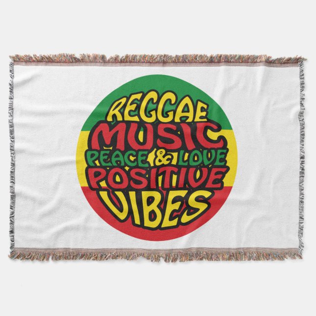 Reggae Music with positive sayings Throw Blanket (Front)