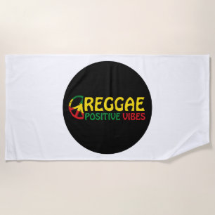 Reggae Music with positive vibes and reggae flag Beach Towel
