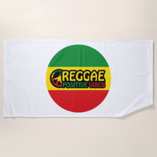 Reggae Music with positive vibes and reggae flag Beach Towel