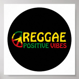 Reggae Music with positive vibes and reggae flag Poster