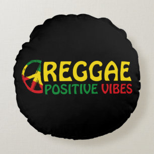 Reggae Music with positive vibes and reggae flag Round Pillow