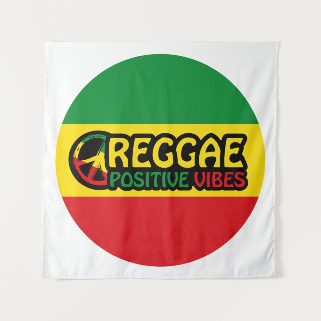 Reggae Music with positive vibes and reggae flag Tapestry (Front)
