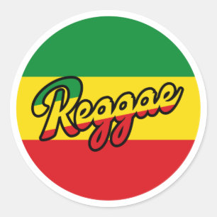Reggae Music with reggae flag colors Classic Round Sticker