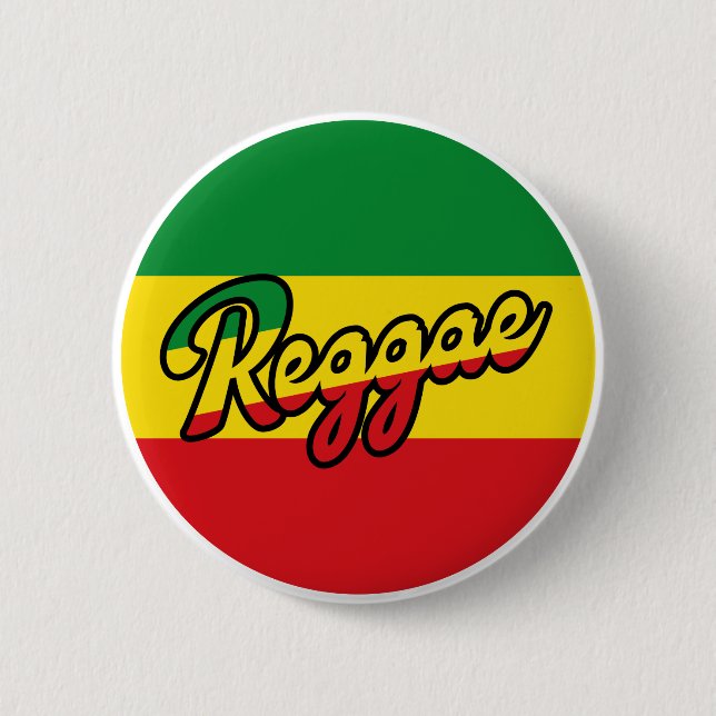 Reggae Music with reggae flag colos. Reggae 2 Inch Round Button (Front)
