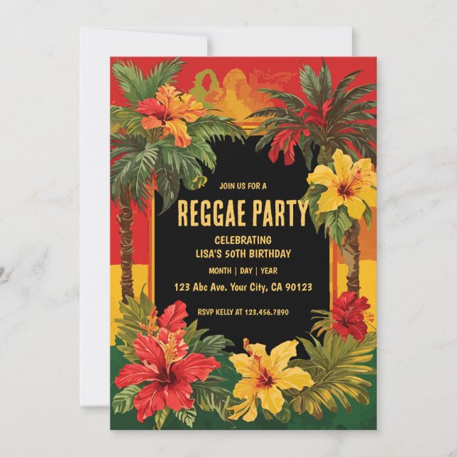 Reggae Party Birthday Invitation (Front)