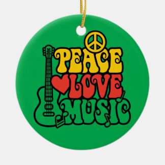 Reggae Peace Love Music Ceramic Ornament