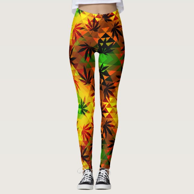 Reggae Polygen Vibrations - Power Yoga Leggings (Front)