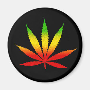 Reggae Rasta Leaf Rastafarian Round Magnets