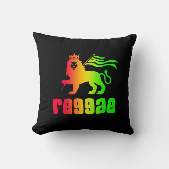 Reggae Rasta Lion  Throw Pillow (Front)
