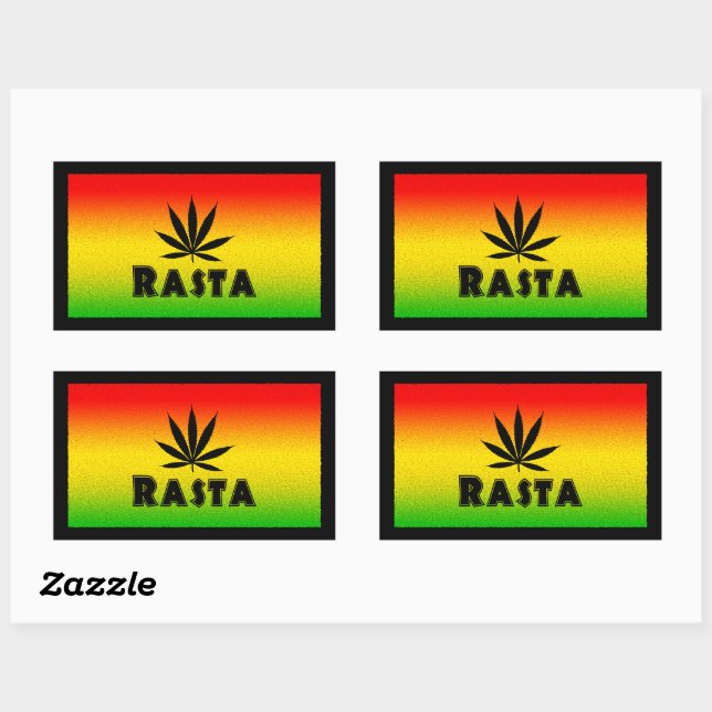 Reggae Rasta Rastafarian Leaf Rectangle Stickers (Sheet)