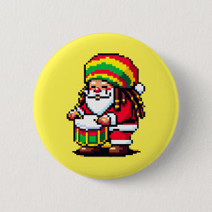 Reggae Rhythms with Santa - Christmas Beat 2 Inch Round Button