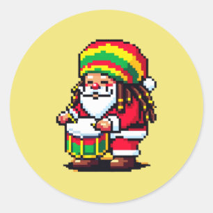 Reggae Rhythms with Santa - Christmas Beat Classic Round Sticker