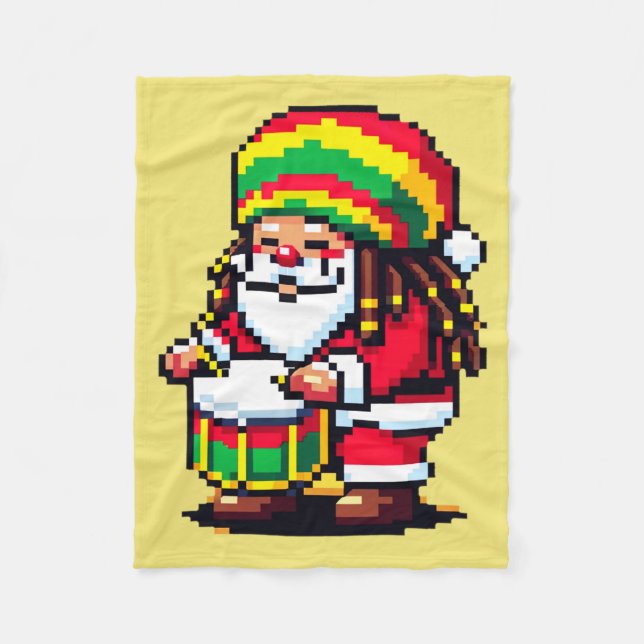 Reggae Rhythms with Santa - Christmas Beat Fleece Blanket (Front)