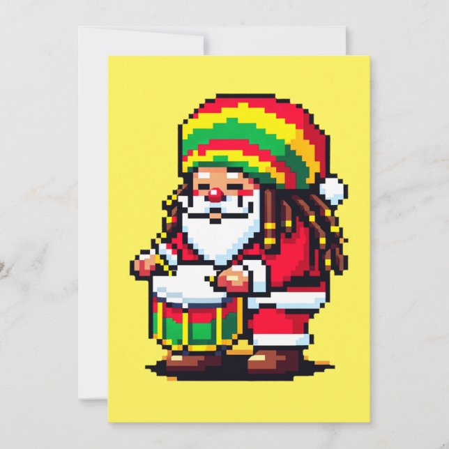 Reggae Rhythms with Santa - Christmas Beat Holiday Card (Front)