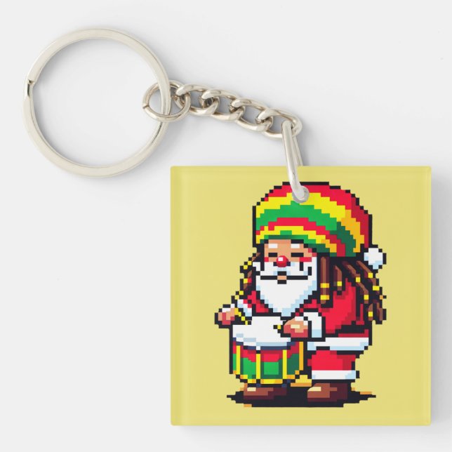 Reggae Rhythms with Santa - Christmas Beat Keychain (Front)