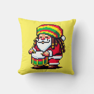 Reggae Rhythms with Santa - Christmas Beat Throw Pillow