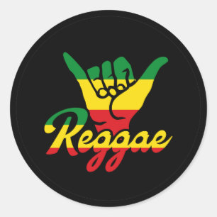 Reggae Shaka Hands with reggae colors Classic Round Sticker