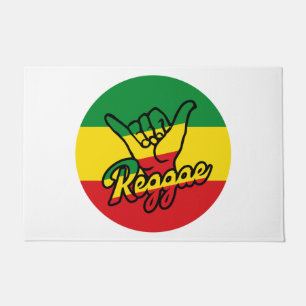 Reggae Shaka Hands with Reggae colors Doormat