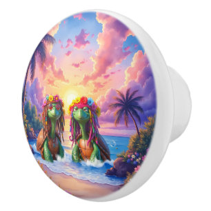 Reggae Turtles – Island Vibes Forever.  Ceramic Knob