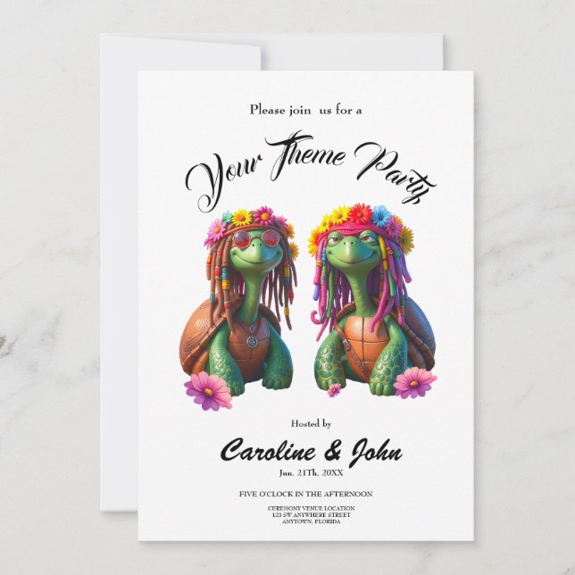 Reggae Turtles – Island Vibes Forever Invitation (Front)