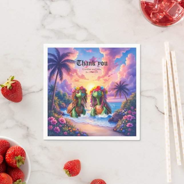 Reggae Turtles – Island Vibes Forever. Napkin (Insitu)