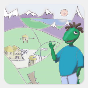 Reggie Rapasaurus can stick with you anywhere! Square Sticker