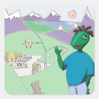 Reggie Rapasaurus can stick with you anywhere! Square Sticker