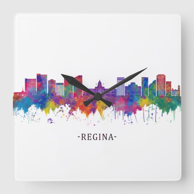 Regina Canada Skyline Square Wall Clock (Front)