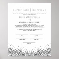 REGINA Glam Silver Sequins Marriage Certificate P