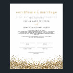 REGINA Glam Yellow Gold Marriage Certificate Poster<br><div class="desc">This marriage certificate features glittery faux yellow gold sequins and a fun glam layout. Easily edit *most* wording and change fonts to match your ceremony and the couple's style. For the best quality, be sure to use matte paper so signatures don't smudge. This wedding certificate is the perfect addition to...</div>