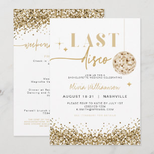 REGINA Gold Last Disco Bachelorette Weekend Invitation