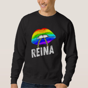 Regina Queen Lgbtq Gay Pride Flag Lips Rainbow Men Sweatshirt