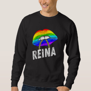 Regina Queen Lgbtq Gay Pride Flag Lips Rainbow Men Sweatshirt