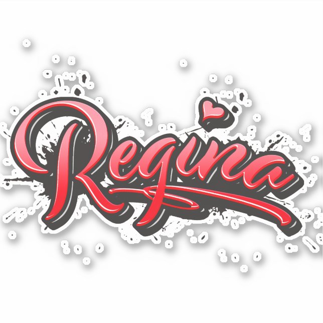 Regina red Heart Graffiti Sticker (Front)