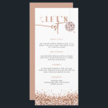 REGINA Rose Gold Sequins Disco Let's Eat Menu Card<br><div class="desc">This "let's eat" menu features rose gold sequins, a disco ball, and a glam font duo. Use this template to edit the fonts, font colour, and background colour to match your event needs. Edit *most* of the wording to meet your event needs. This menu is perfect for your wedding, bridal...</div>