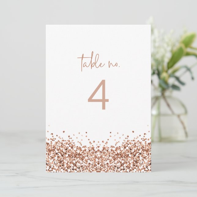 REGINA Rose Gold Sequins Glitter Table Number (Standing Front)