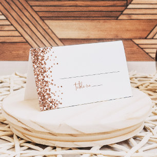 REGINA Rose Gold Sequins Wedding Guest Name Place Card