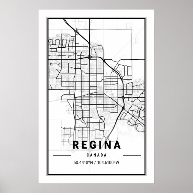 Regina Saskatchewan Canada Cities Travel City Map Poster (Front)
