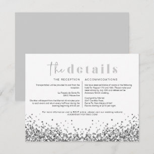 REGINA Silver Glitter Disco Wedding Details Card