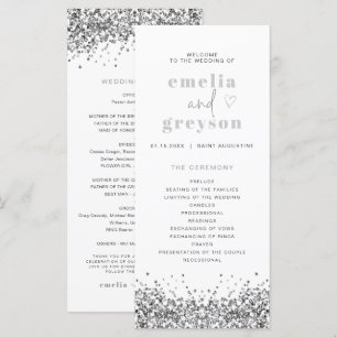 REGINA Silver Glitter Sequins Long Wedding Program