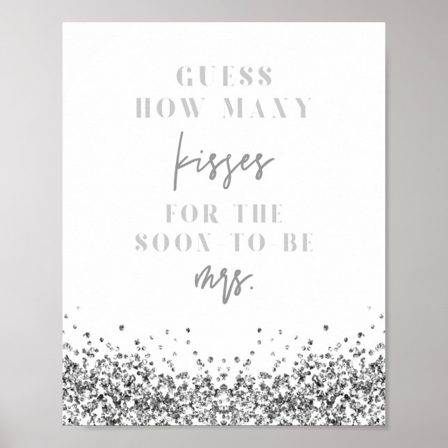 REGINA Silver How Many Kisses Bridal Shower Game P Poster (Front)
