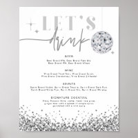 REGINA Silver Sequins Disco Let's Drink Bar Menu