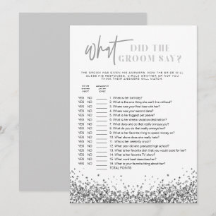 REGINA Silver What Did The Groom Say Bridal Game  Invitation